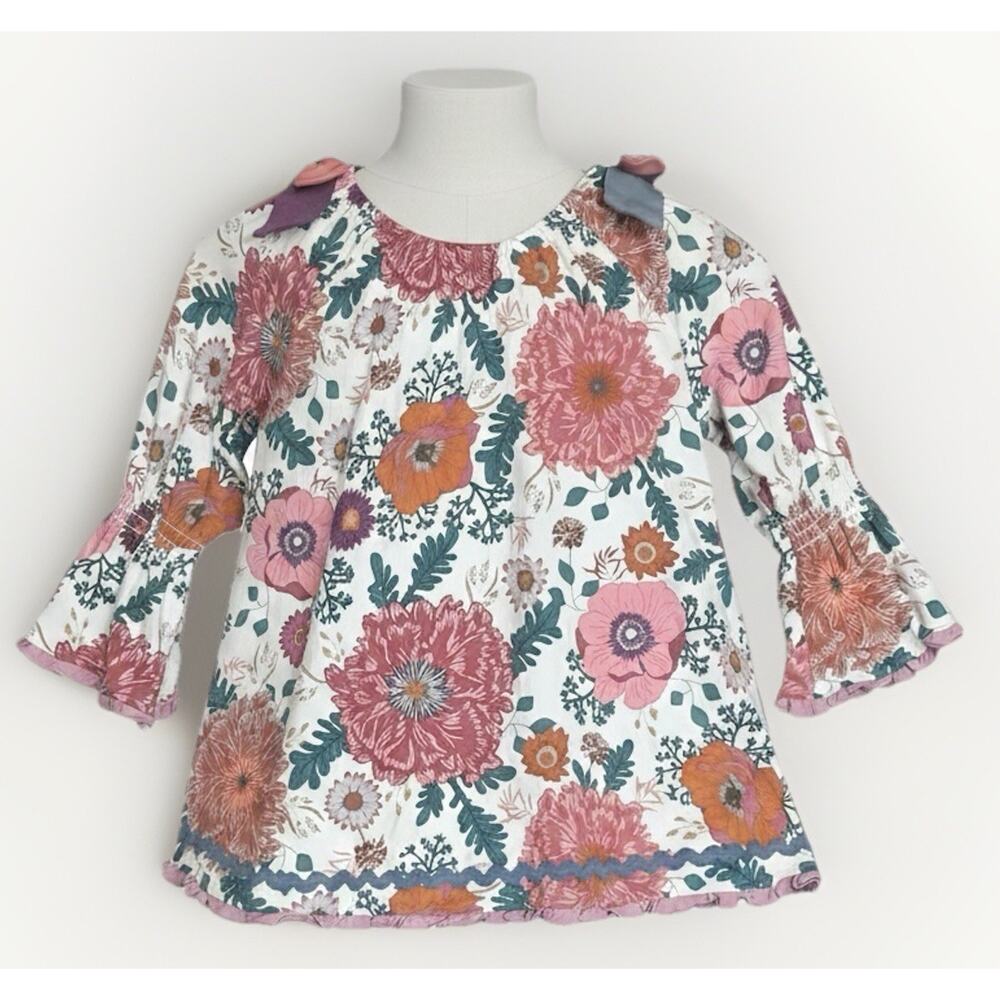 Matilda Jane Wonderment Little Florist Tunic Top Girls Sz 8 Ruffle Bell Sleeve